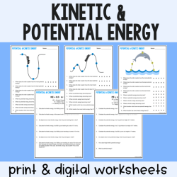 Energy potential and kinetic worksheets