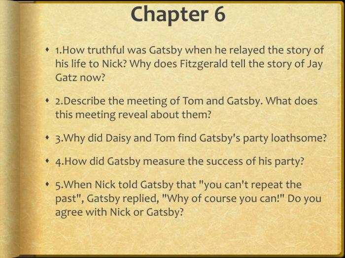 Chapter 6 great gatsby quiz