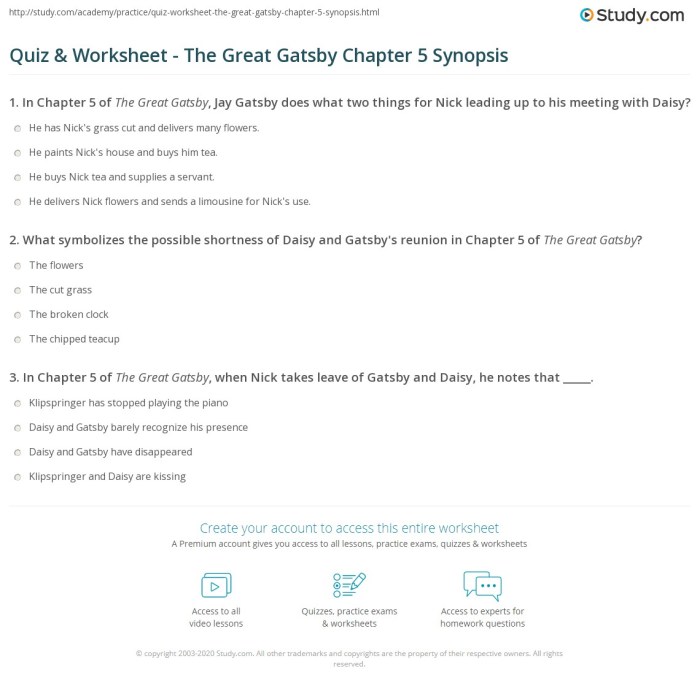 Chapter 6 great gatsby quiz